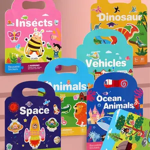 Reusable Sticker Book, Multi-Style Early Education Stickers, Quiet Sticker Book, Suitable for Multiple Scenarios, Learning Toy