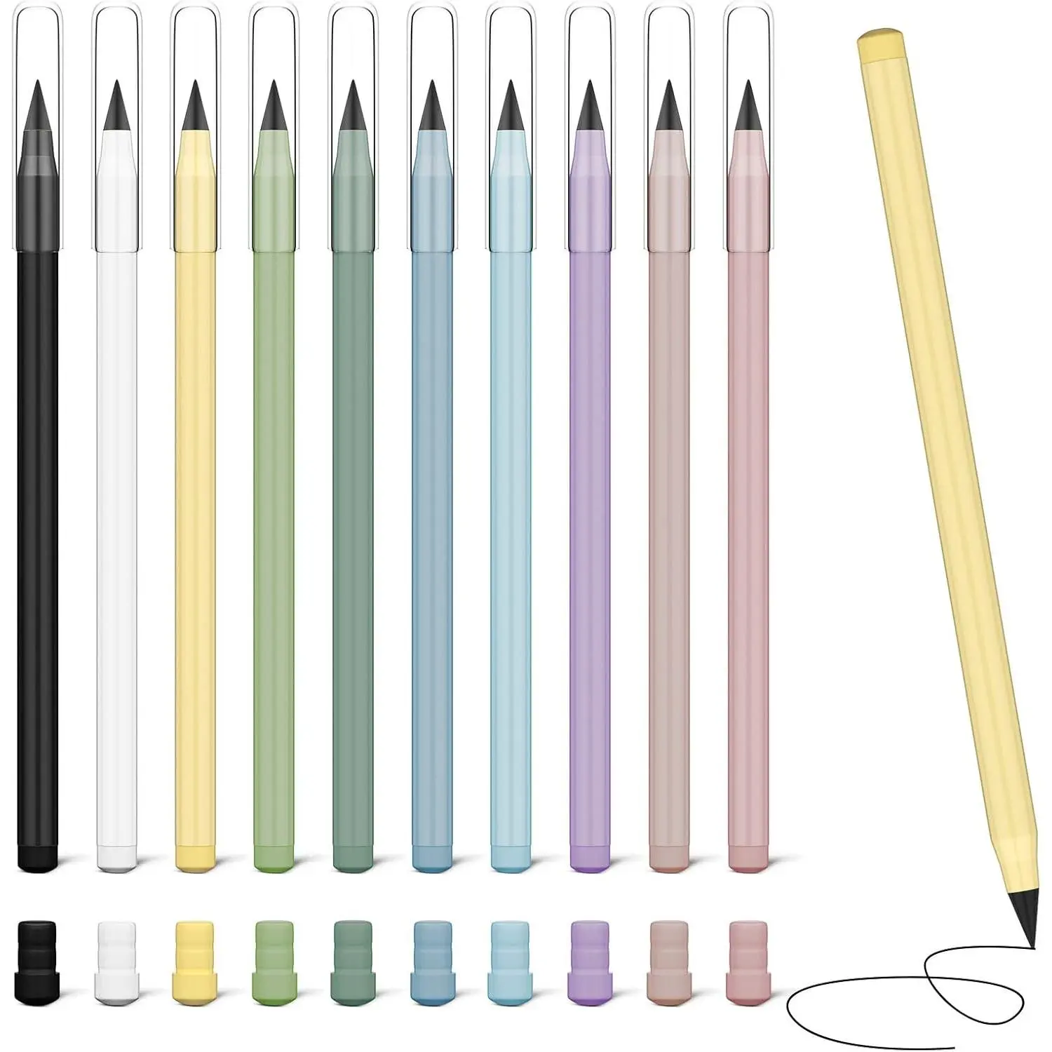 Everlasting Pencil - 10 Pack Infinity Pencils with 20 Extra Erasers, Ideal for , Office, School Writing & Drawing