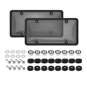 Car License Plate Frame with Screw Cap Screws, Car License Removable Plate Frame Kit, Universal Car Exterior Accessories for Easy Installation, Automotive, Vehicle, Replacement, Protector, Truck