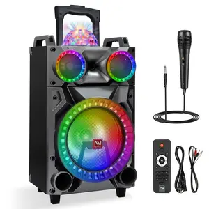 Portable Bluetooth Speaker 1x12" subwoofer + 2x3" tweeter  Rechargeable Wireless Party Speaker System Tailgate Speaker Audio DJ Karaoke Trolley Heavy Bass FM AUX Microphone Remote LED