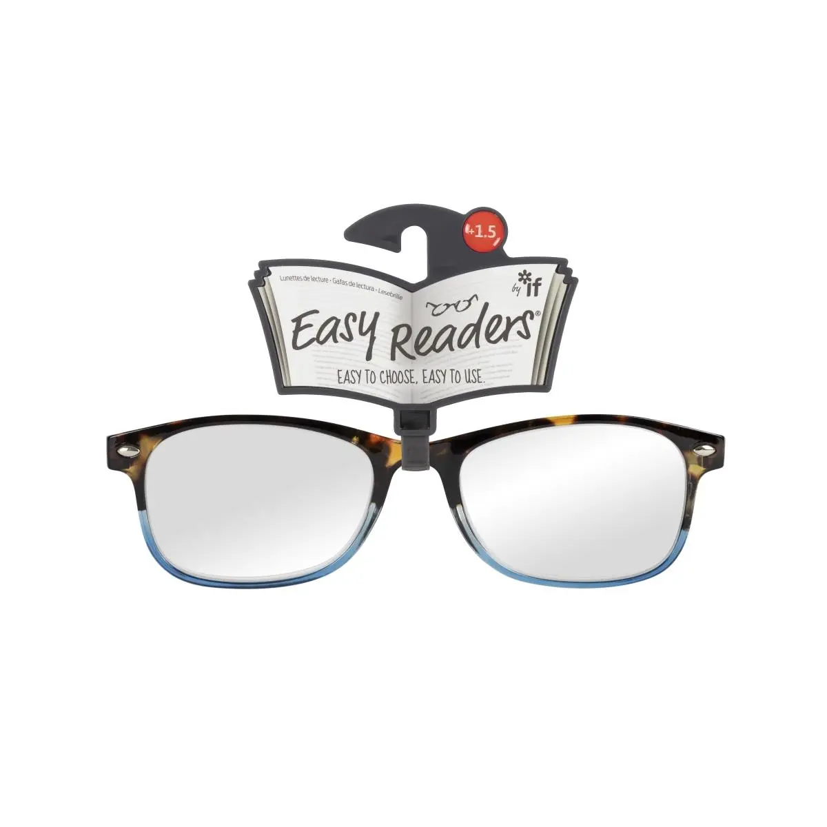 212 MAIN Unisex Full-Rim Reading Eyeglasses (Eyeglass Specs) - Single Item, High Street Duo Frames, Tortoiseshell & Blue Design, 1.5 Power Lenses (for USA Use)