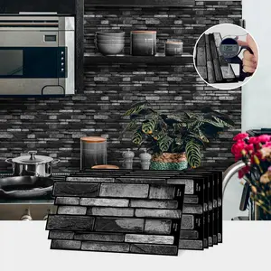 10/20/30PCS D-HTP Self-Adhesive Epoxy Black Marble Tile Stickers | Waterproof Moisture-Proof Oil-Proof for Bedroom Office Kitchen Bathroom Furniture Renovation