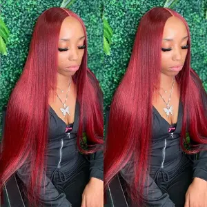 Tuneful 99J Burgundy 13x6 Lace Front Wig 180% Density Human Hair 99j Red Colored Wig Pre Plucked Natural Hairline for Black Women