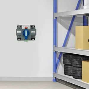 Dual Power Automatic Transfer Switch 63A 2P 4P 110V 220V AC Wall Mounted ATS Auto Manual Changeover for Elevator Firefighting Office Home Electricity