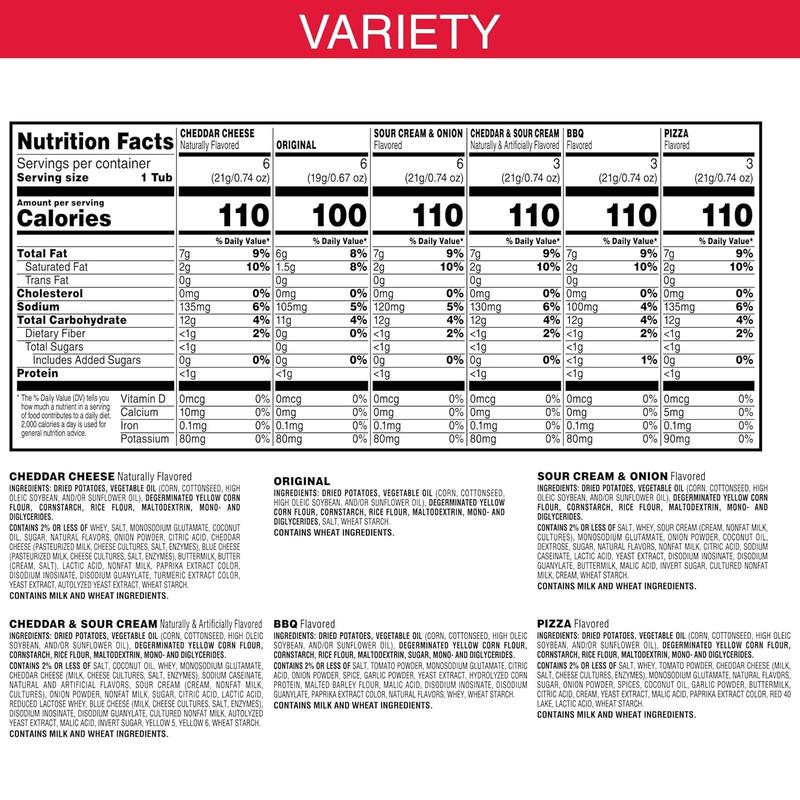 Pringles Potato Crisps Chips, Lunch Snacks, Snack Cups, Variety Pack, 19.5oz Box (27 Cups)