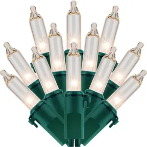 200 Count Clear Christmas Lights, Pack of 2 Strands 100 Count 33 ft Green Wire UL Listed Holiday String Light (Clear)