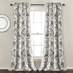 Lush Decor Cynthia Jacobean Room Darkening Window Curtain Panels Pair 52"W x 84"—120‘’ L+2" header- Floral Curtains for Living Room - Long Bedroom Curtains