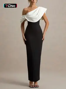 Elegant Women's Off-Shoulder Sleeveless Party Dress Slit, Back Split Waist Fish Tail Gown, Perfect for Weddings & Formal Events, Chic Dressy Evening Wear, Evening Gowns