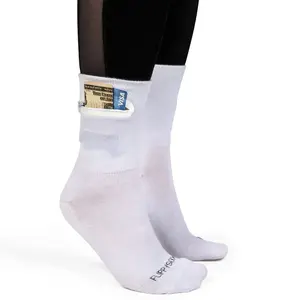 Flippysox Zipper Sock Wallet - Cotton & Polyester Zipper Socks with Pockets - Fits shoe size 6-13 (White)