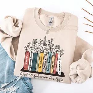 Floral BCBA T-Shirt / Sweatshirt /Hoodie , Retro ABA TEE , Board Certified Behavior Analyst Shirt, Gift for ABA Therapist Gift, Therapist Sweater Cotton Crewneck Fabric Fit