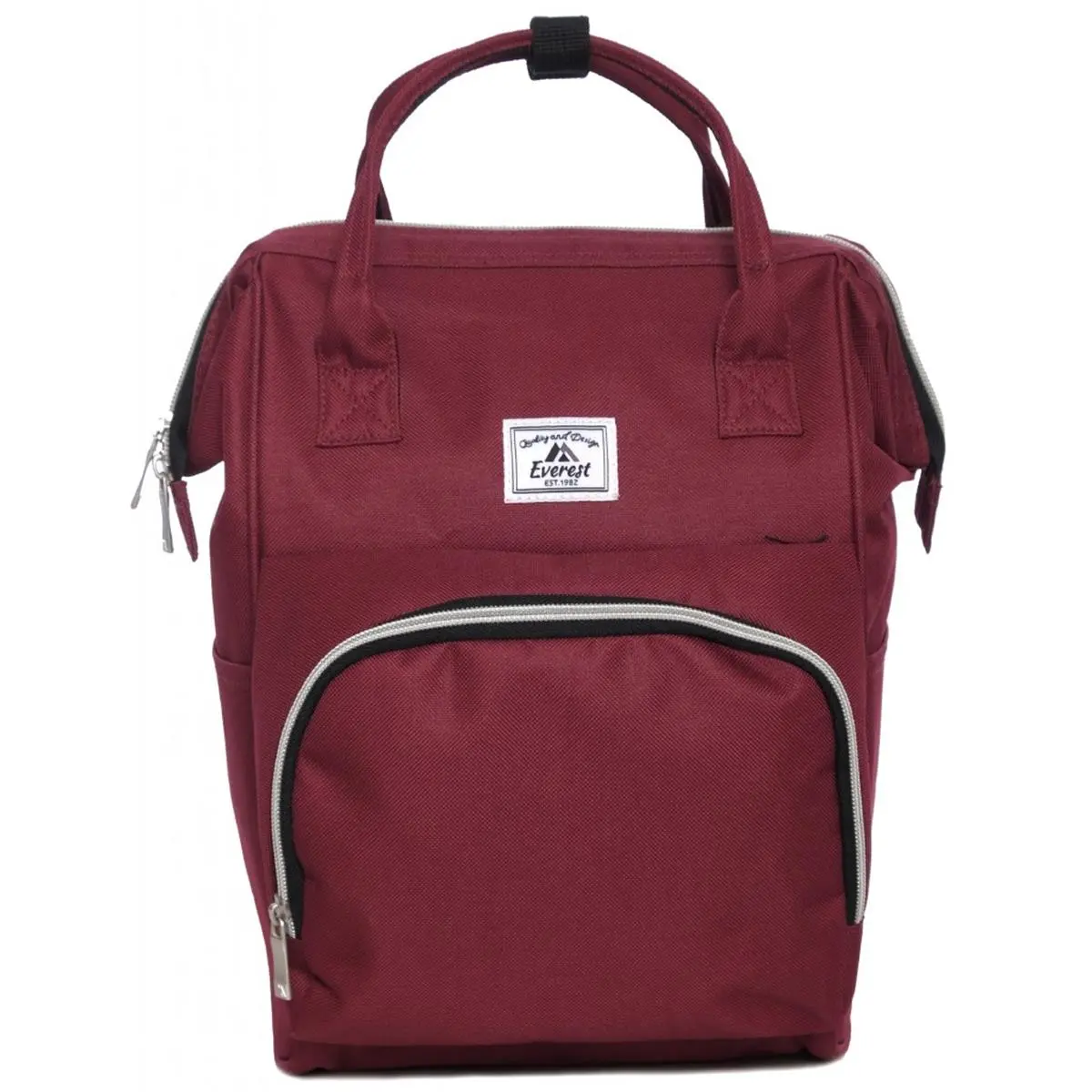 Everest Casual Mini Convertible Backpack Handbag for Adults, 600D Polyester Daypack with Top Handles and Zipper Pockets, Burgundy, Mini Bag, Travel, Unisex, Multi-Purpose, 13 X 8.5 X 6 In