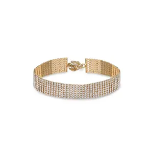 Ettika Tinsel Town Anklet – 18kt Gold Plated Brass with Glass Crystals, Elegant Layered Shine