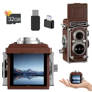 Retro digital camera, full HD 1080p video, 64 megapixel photos, 6-second time-lapse photography, classic filters, black and white retro, a compact camera suitable for selfies and photography, Vintage Cameras