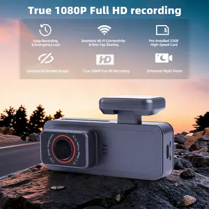 1080P WiFi Dash Cam Car Recorder, Loop Recording & G-Sensor Lock, Night Vision, 32GB Included, Compact Hidden Driving & Parking Camera