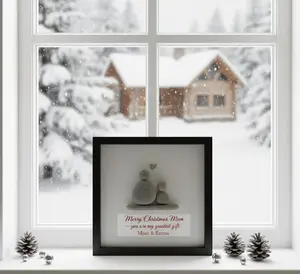 Personalized Mother Daughter Pebble Art Gift | Custom Name Christmas Stone Art | Greatest Gift Quote Framed Xmas Present for Mom
