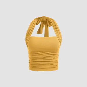 Cider [8 colors, size 0-26] Solid Halter Crop Top