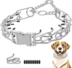 Pinch Prong Collar for Large Medium Small Dogs, Stainless Steel Choke Collar for Dogs with Qucik Release Buckle Toptakeit