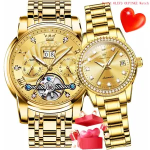 Brand OLEVS Couple Watch his and Hers Automatic Watches Set Matching Romantic Men Women Wrist Watches Pair
