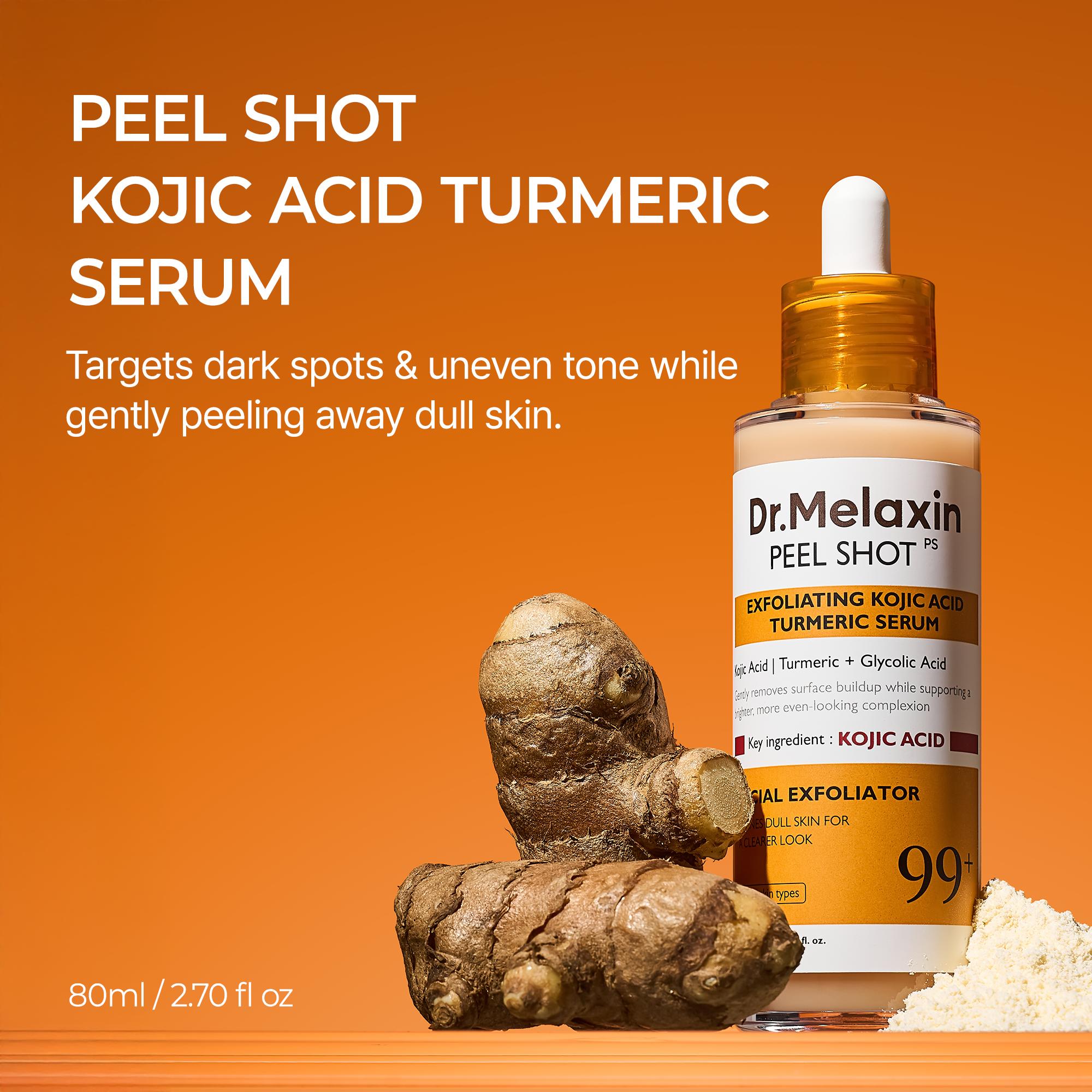 [Dr.Melaxin Official] Kojic Acid Turmeric Amber Face & Body Care Set, Dark Spot & Pigmentation Care for Uneven Skin Tone