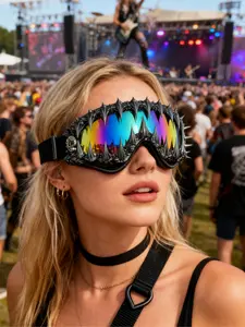 Halloween Venom Drop Glue Fluid Mask Glasses, Handmade Random Effect Unisex Full Coverage Retro Bohemian Party Decor Eyewear