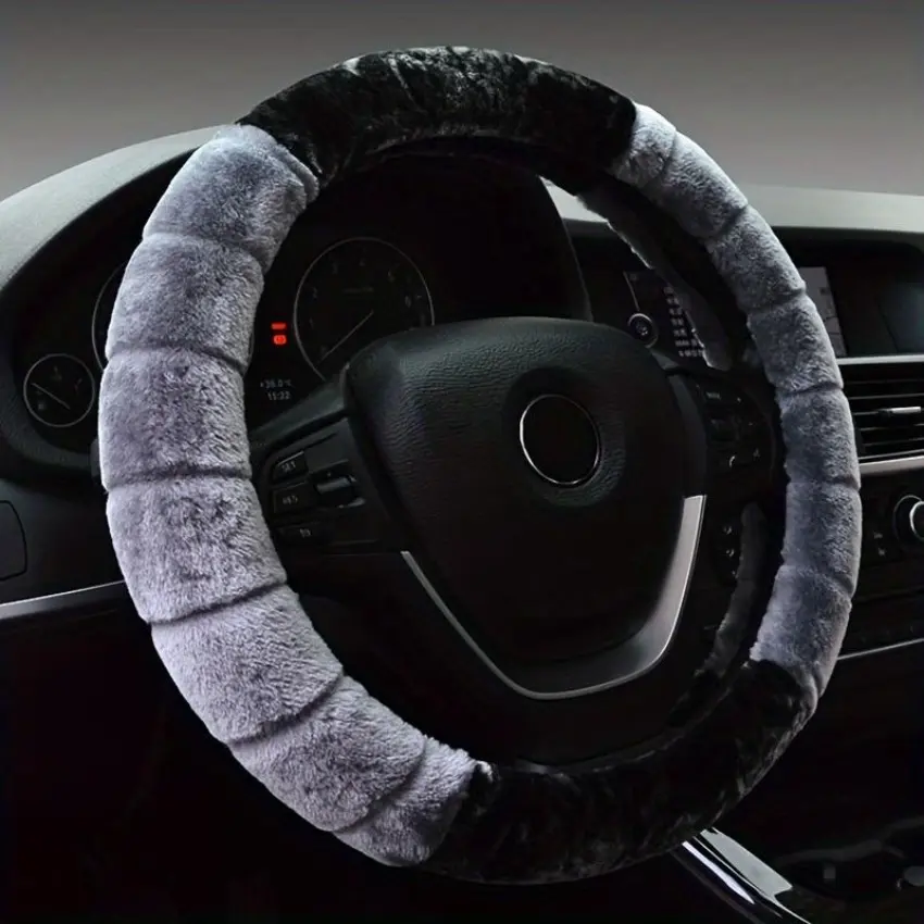 Women's Cute Fluffy Plush Steering Wheel Cover - Automotive Car Accessory with Heart & Ear Design, Fluffy Layers for Cold Weather Comfortable Grip, Steeringwheelcover, Car Accessories