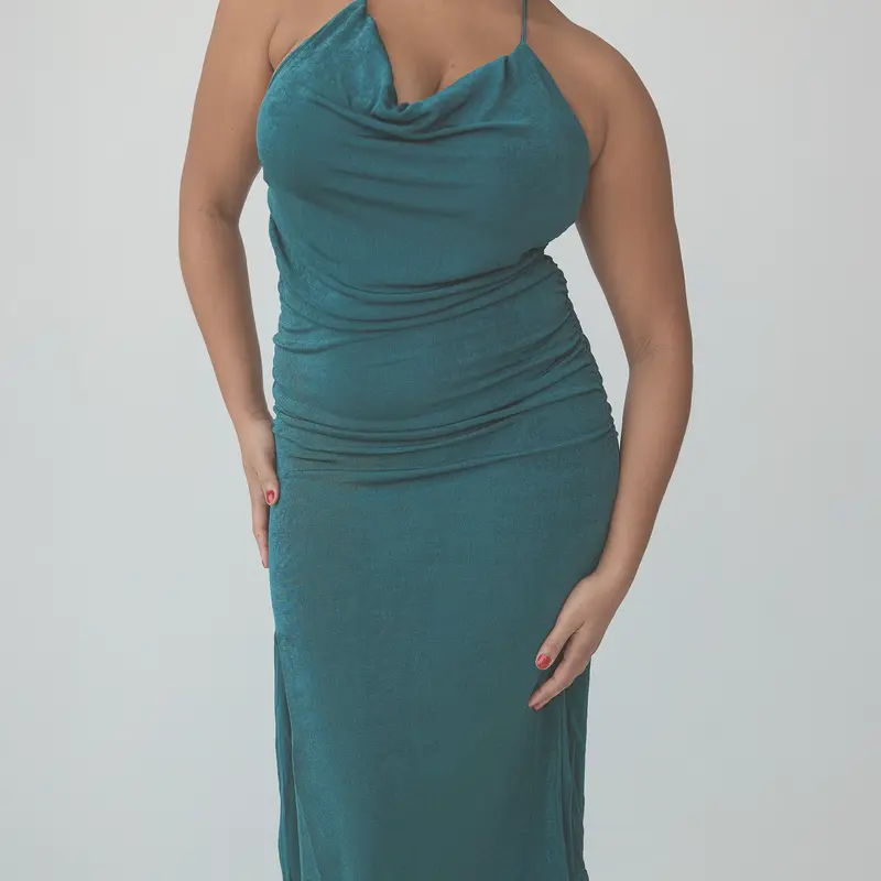 Cowl Neck Halter Midi Dress