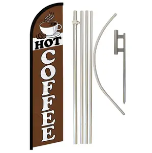 Hot Coffee Windless Banner Flag & Pole Kit