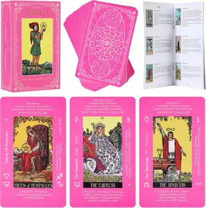 Pink Tarot Cards for Beginners with Meaning on Them, Tarot Deck Cards with Guide Book