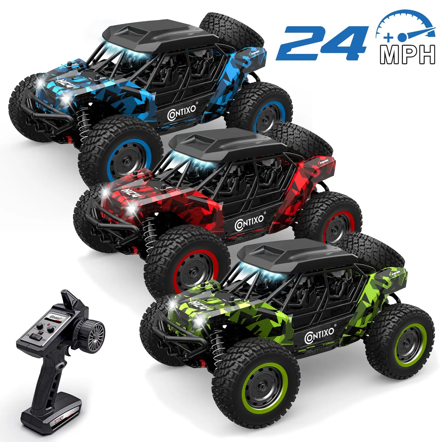 Contixo HC4 Dominator RC Remote Control Offroad 4WD UTV - 1:16 Scale 24MPH Top Speed 2.4GHz Remote Control Rechargeable Battery 18 Minutes Playtime, Fast Rc Car, Rc Car Turbo