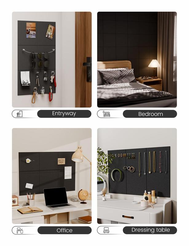 Cork board, 6 square message boards, wall decor, photo board, office decor, home decor, office supplies, school supplies, decorative items, felt message board tiles - 28"x18" cork board alternative, surface organizer board girl room accessories