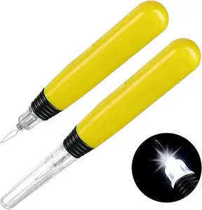 LED Needle Threader Sewing Tools Lighted Plastic Wire Loop DIY Needle Threader Illuminated Hand Machine Sewing Tool for Sewing Crafting Yarn Embroidery Floss(2 Pieces)