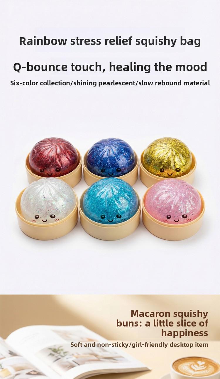 Glitter Dumpling Squishy with Box, Soft Sensory Squeeze Toy for Stress Relief, Mystery Glitter Dumplings, Decompression Dough,AnxietyRelief,Surprise Unboxing,Perfect GiftChoice,cute desktop accessories for office workers