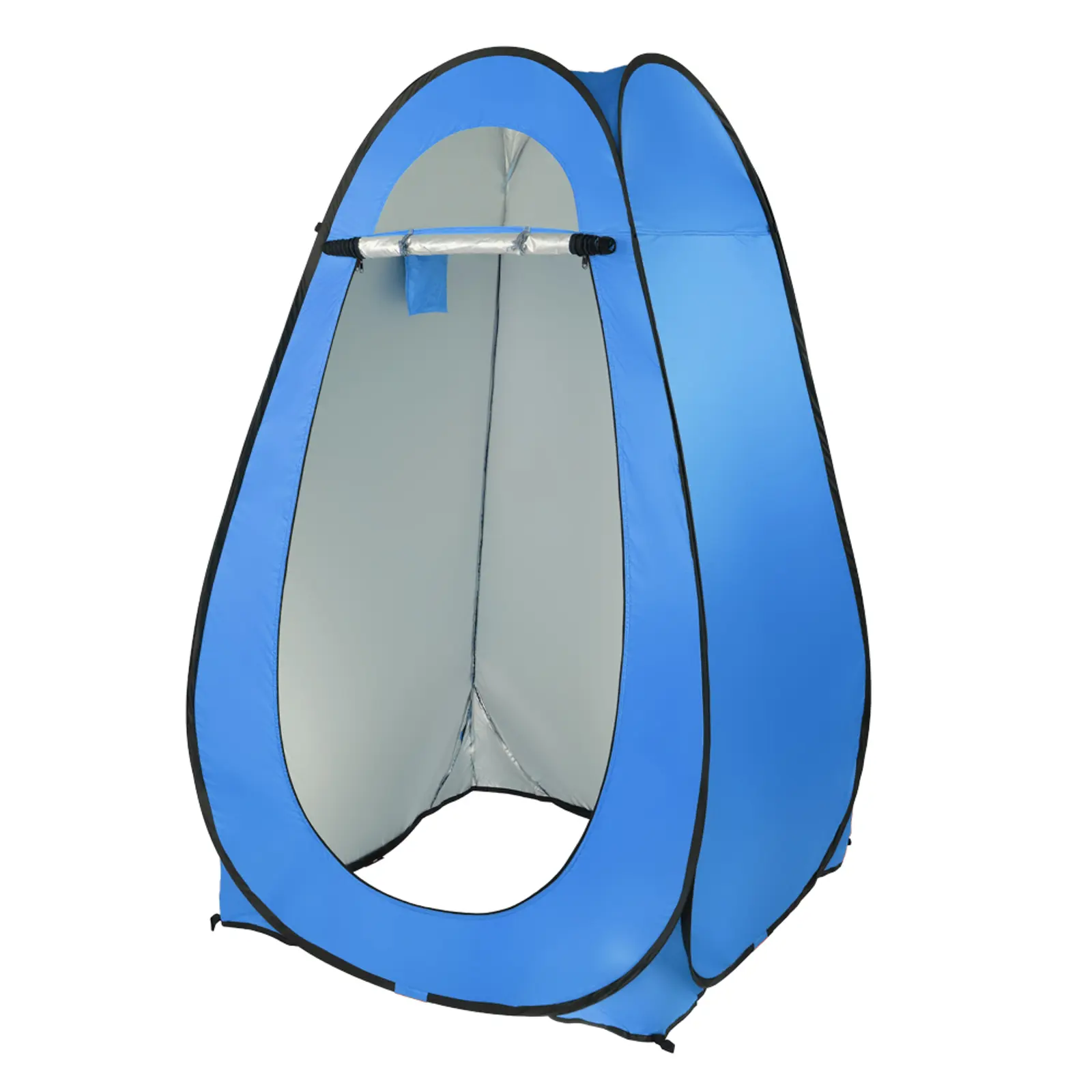 Portable Pop Up 120x120cm Round Shape Camping Tent, 1-2 Person Compact Folded Weather Resistant Outdoor Shelter, Blue Shower Stall & Changing/Dressing Room (3.5 lbs), Built-In Interior Pocket, Foldable, Functional, Single User, Large Zipper Door, Portable