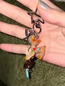 Deer Button Keychain with Fork Element, DIY Keychain Bag Charm, Retro Cute Style,Whimsical，Perfect for Gifts, Daily Accessories, Parties, Holidays