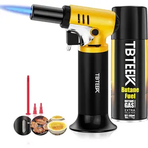 with Butane Included, One-hand Cooking Lighter with Butane Refill for BBQ, Baking, Brulee Creme, Crafts and Soldering