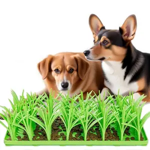 Silicone Grass Mat for Cats, Slow Food Cat Grass Mat for Indoor Cats, Foraging Snuffle Mat for Dog/Cat, Interactive Enrichment Cat Mat, Green