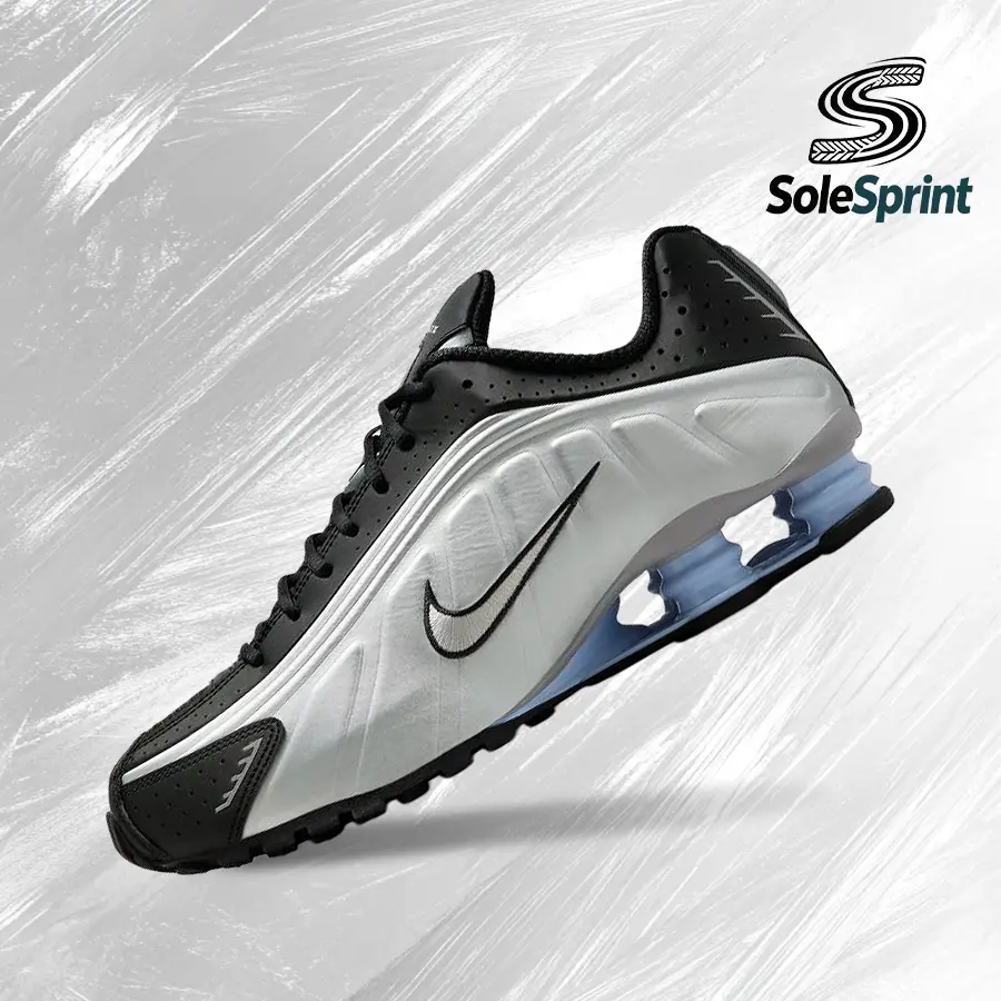 NIKE Men's Shox R4 Sporty Workout Sneakers, Old School Cool Vintage-Inspired Style with Shock-Absorbing Comfort HQ1988 004, Sporty Running Shoes, Shock Absorb, Gym Run Street, All-Day Wear