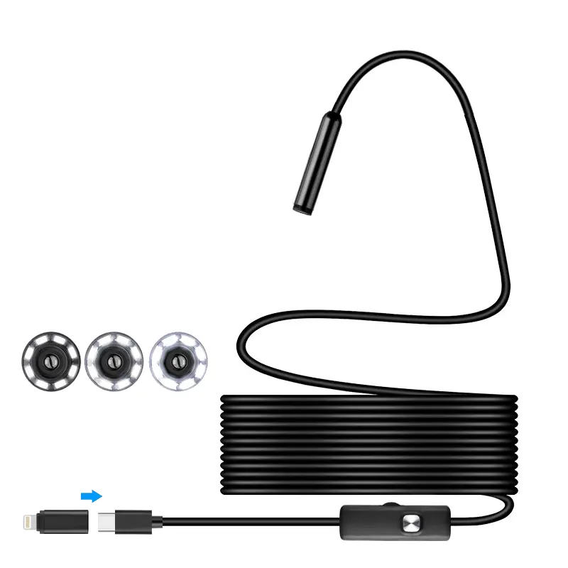 HD USB Endoscope Car Repair Diagnostic Tool, 6 Adjustable LED Lights, IP67 Waterproof, 16.5FT Inspection Cord, Compatible with iPhone15, Android Phone, PC Tablet