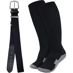 L-SOK013  Youth Baseball Socks and Belt Combo Set Adjustable Softball Baseball Socks and Belt for Boys Girls