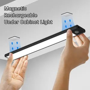 Rechargeable LED Cabinet Underlight Lamp with Motion Sensor, Three Color Options, Dimmable, Magnetic Mount, Energy Saving Design, Indoor Lighting, Closet Light