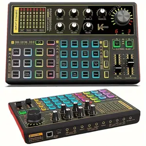 New K300 Sound Mixer Board Led Light Voice Changer Sound Card Computer sound card