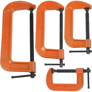 4 Pcs C Clamps Set 3'' 4'' 6'' 8'' Heavy Duty Versatile Steel Welding Clamps with Sliding T Bar Handle for DIY Carpentry Woodworking Welding Building (Orange)