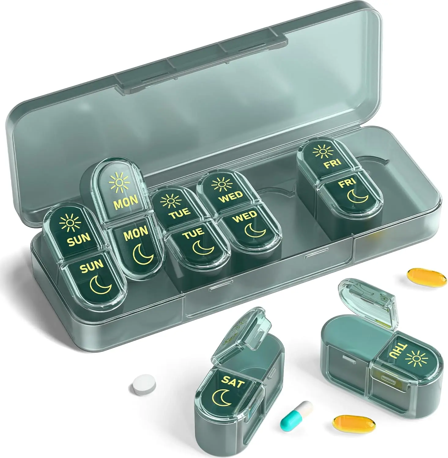 Weekly Pill Organizer with 7-Day Compartments for Daily Medication Management and Easy Access to Your Pills