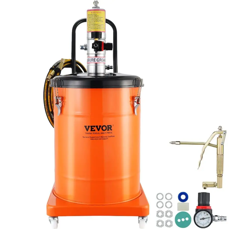 fathersdaygift  VEVOR Grease Pump, 10.5 Gallon 40L Air Operated Grease Pump with 13 ft High Pressure Hose and Grease Gun, Pneumatic Grease Bucket Pump with Wheels, Portable Lubrication Grease Pump 50: 1 Pressure Ratio, Car Repair Tools