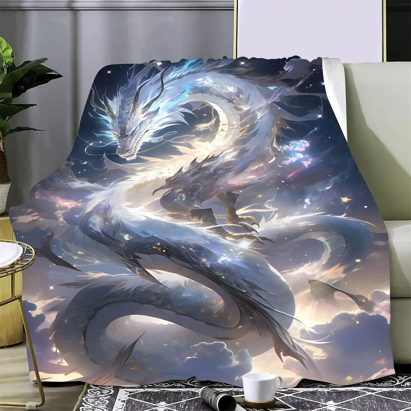 Ultra-Soft Flannel Throw Blanket with Unique Dragon Design - Perfect for Couch, Bed, and Gifts |   HD Print, Versatile All-Season Use
