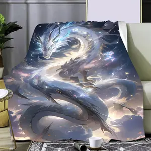 Ultra-Soft Flannel Throw Blanket with Unique Dragon Design - Perfect for Couch, Bed, and Gifts |   HD Print, Versatile All-Season Use summervibes