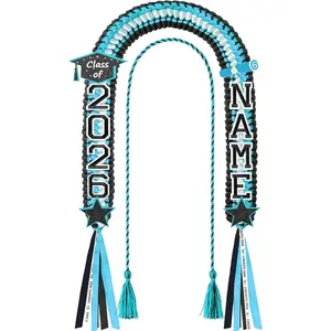 Graduation Lei Class of 2026, graduation Ribbon Money Lei Personalized DIY Name Braided Necklace with Tassel for Congrat Grad Party Gift Accessories Women Men