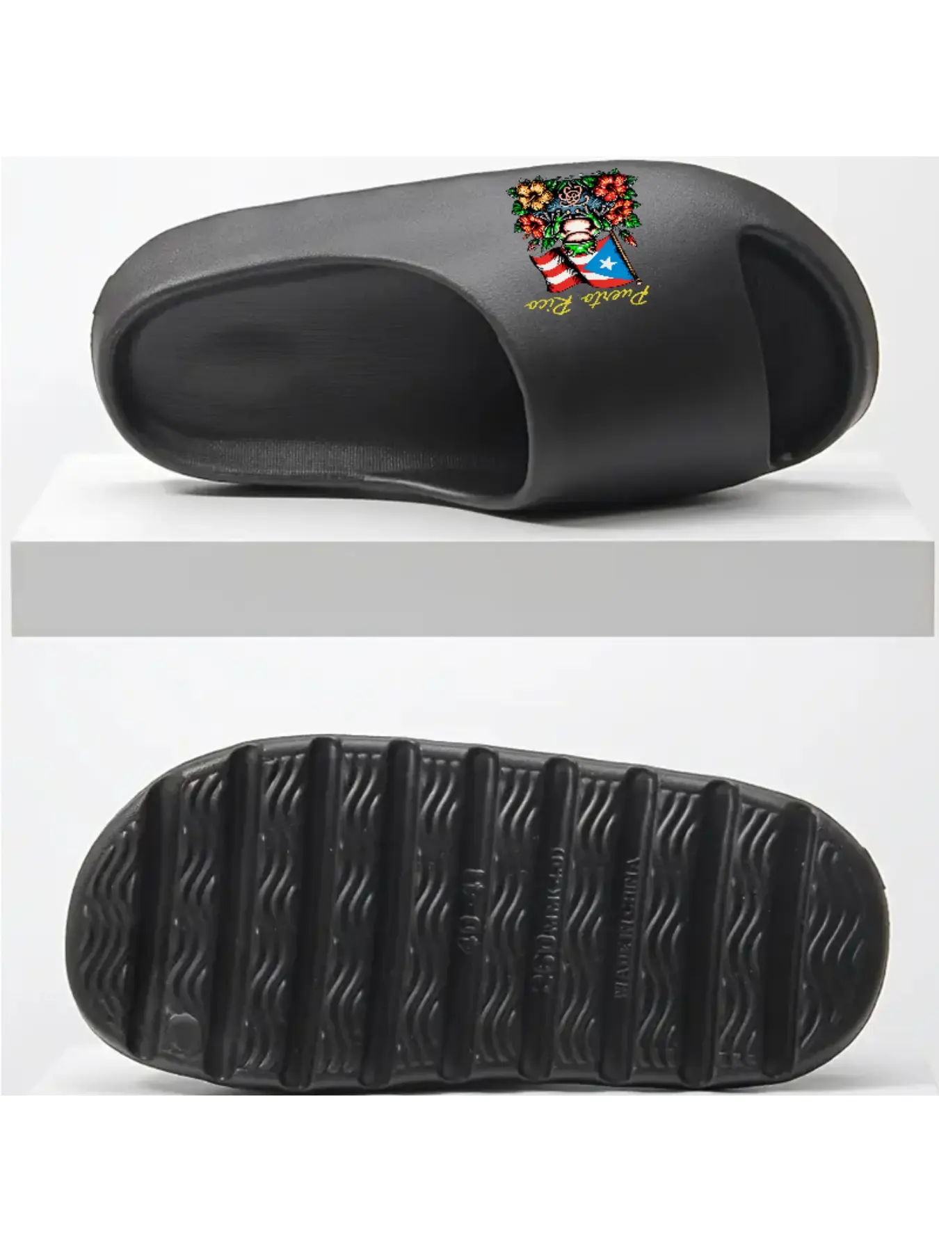 Puerto Rico Frog Coconut Slippers with Hibiscus Flowers and Flag Design Comfortable Summer Slide Slippers Beach Footwear for Men and Women Affordable Slippers