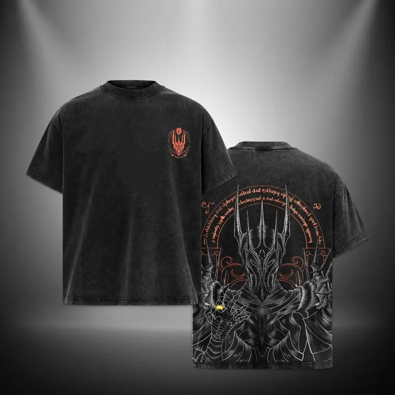 Men's Classic Seamless Retro Graphic T-Shirt - Vintage Fantasy Villain Print Cotton Top, Casual Oversized Short-Sleeve Streetwear Menswear Clothes