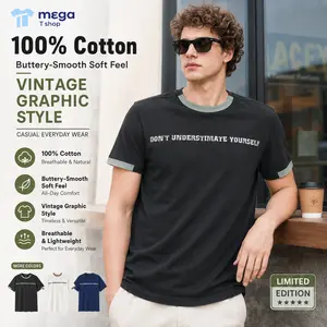Mega Tshop Men's 100% Cotton Casual Short-Sleeve Crew Neck T-Shirt - 4.0 oz Moisture-Wicking Unisex Slogan Tee, Vintage Limited-Edition Misprint Release (Missing "E" Defect)